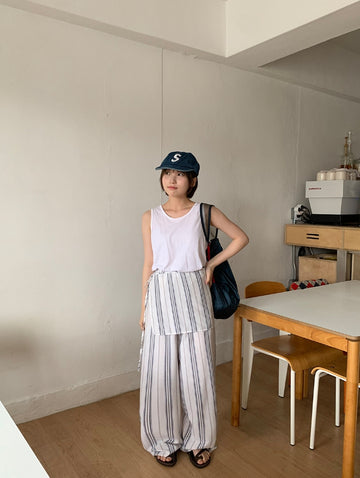 Hoch Summer Stripe Wrap Skirt Pants